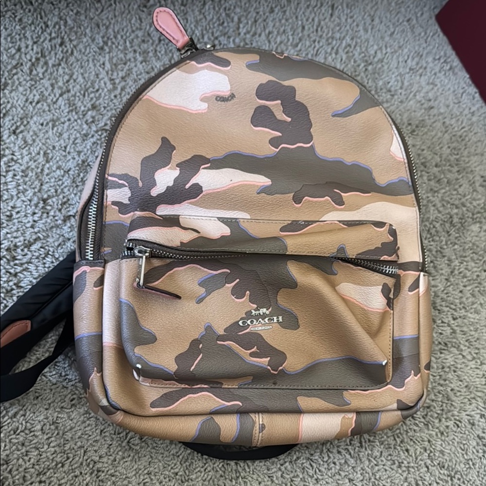 Coach Brown and Tan Camouflage Backpack